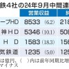 関西私鉄、9月決算で全4社増収