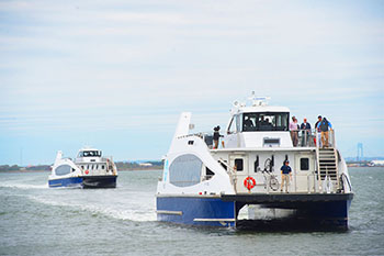 Mayor Bill de Blasio joins other elected officials and invited guests for a ceremonial ferry trip from the Rockaways to Manhattan on  Sunday, April 30, 2017. NYC Ferry service will begin tomorrow morning.  Michael Appleton/Mayoral Photography Office